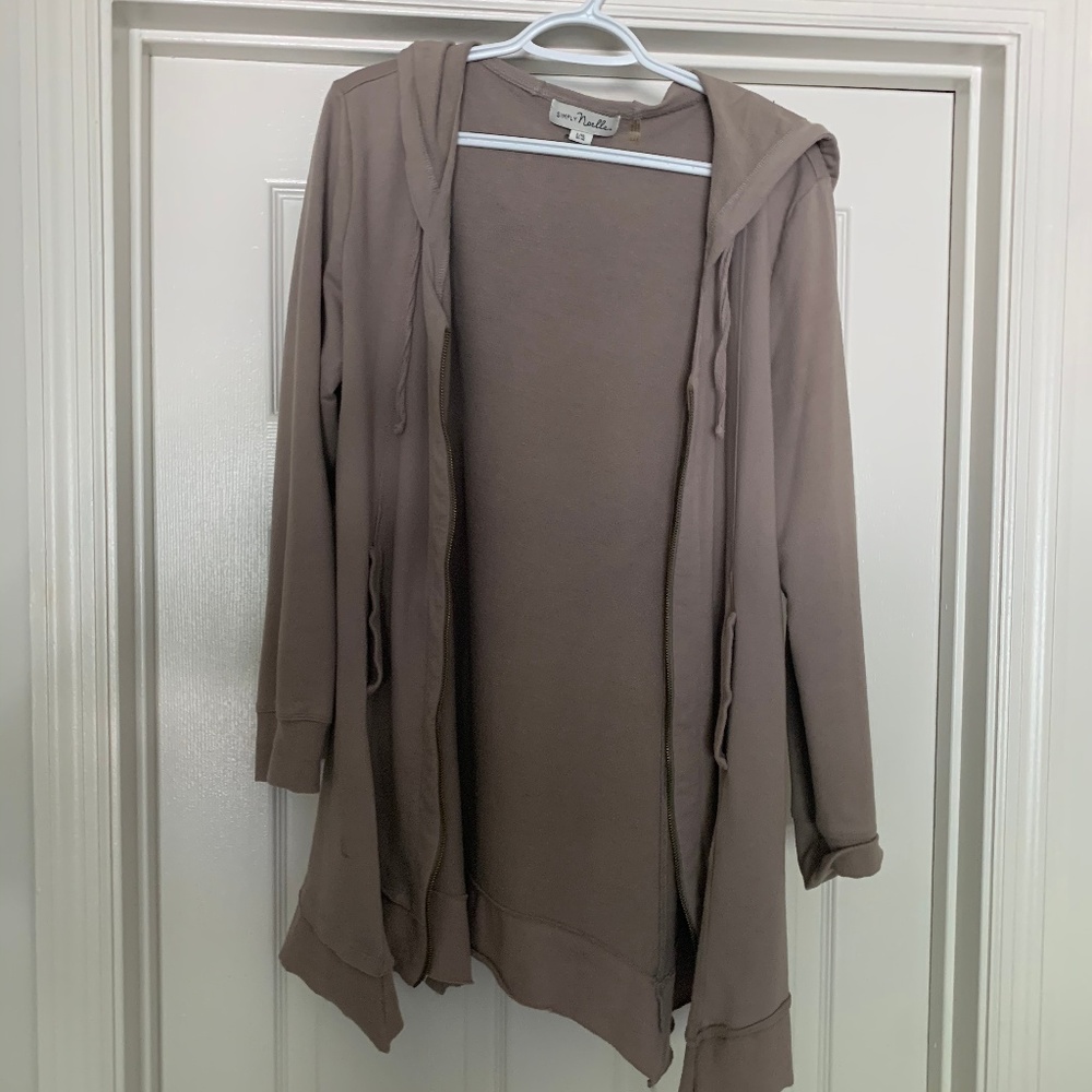 Oversized Taupe Zip-up Jacket